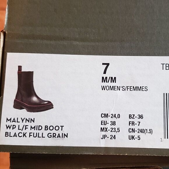 Timberland Malynn Black Full Grain Leather Chukka Boots 7 Waterproof Womens NEW - Picture 8 of 8